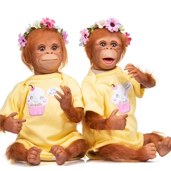 45 СМ Премиум Размер на Преродения Baby Doll Орангутани Сладка Кукла Ръчно изработени Подробна Рисувани са подбрани Обезьянка Художествена Кукла