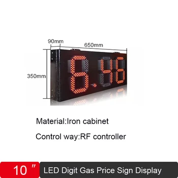 10-инчов 7-сегментен Цифров Екран На Цените На петрола, Цвят Червен Водоустойчива LED Знак на Цените На Бензоколонку С Радиочестотни Дистанционно Управление